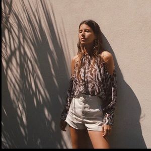 Cold Shoulder Printed Top